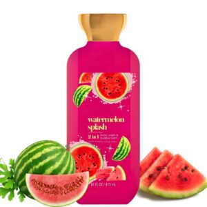 2-in-1 Body Wash and Bubble Bath – Watermelon Splash Scent – 16 fl oz – Moisturizing Cleanser for Women and Teens – Compatible with Daily Shower Routines – Alternative to Scented Luxury Bath Gels