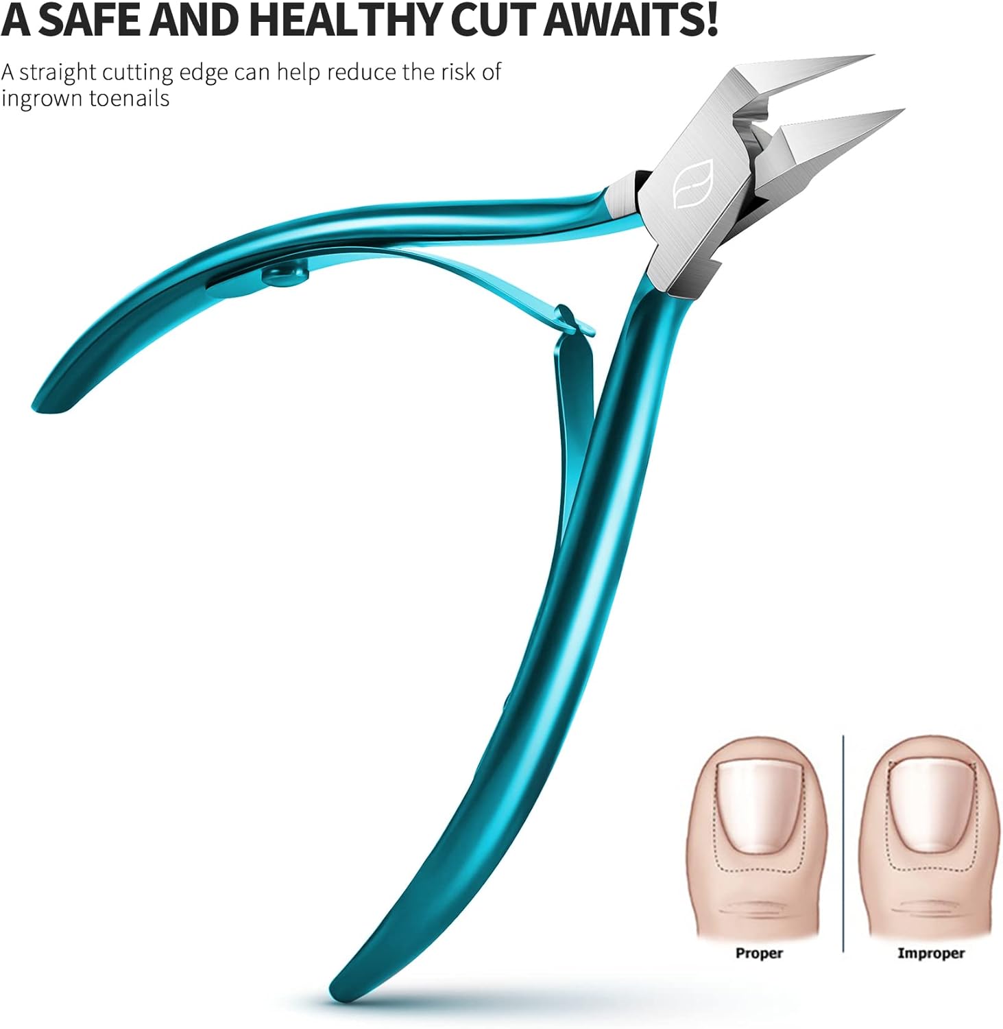 FERYES Toenail Clipper Straight Blade for Ingrown and Thick Nails - Stainless Steel and Sharp Pointed Tip Ingrown Nail Clipper – Wide Jaw Toe Nail Cutter Podiatry Tool - Image 2
