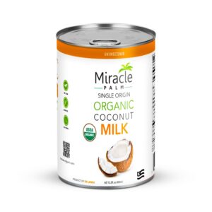 Miracle Palm Coconut Milk Unsweetened - Coconut Milk Canned, Additive Free Organic 13.5 Fl Oz (Pack of 6)