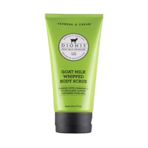 Dionis - Goat Milk Skincare Scented Whipped Body Scrubs - Intensely Hydrating Exfoliating Wash for Softer, Smoother Skin, Made in the USA - Cruelty Free and Paraben Free, Verbena & Cream, 6oz