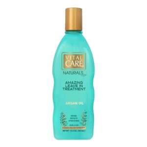 Vital Care Amazing Leave In Argan Oil Treatment - Gentle Keratin Complex Hair Treatment is Non-Stripping for Daily Use, Hydrating & Repairing - Abyssinian Oil and Silk Amino Acids