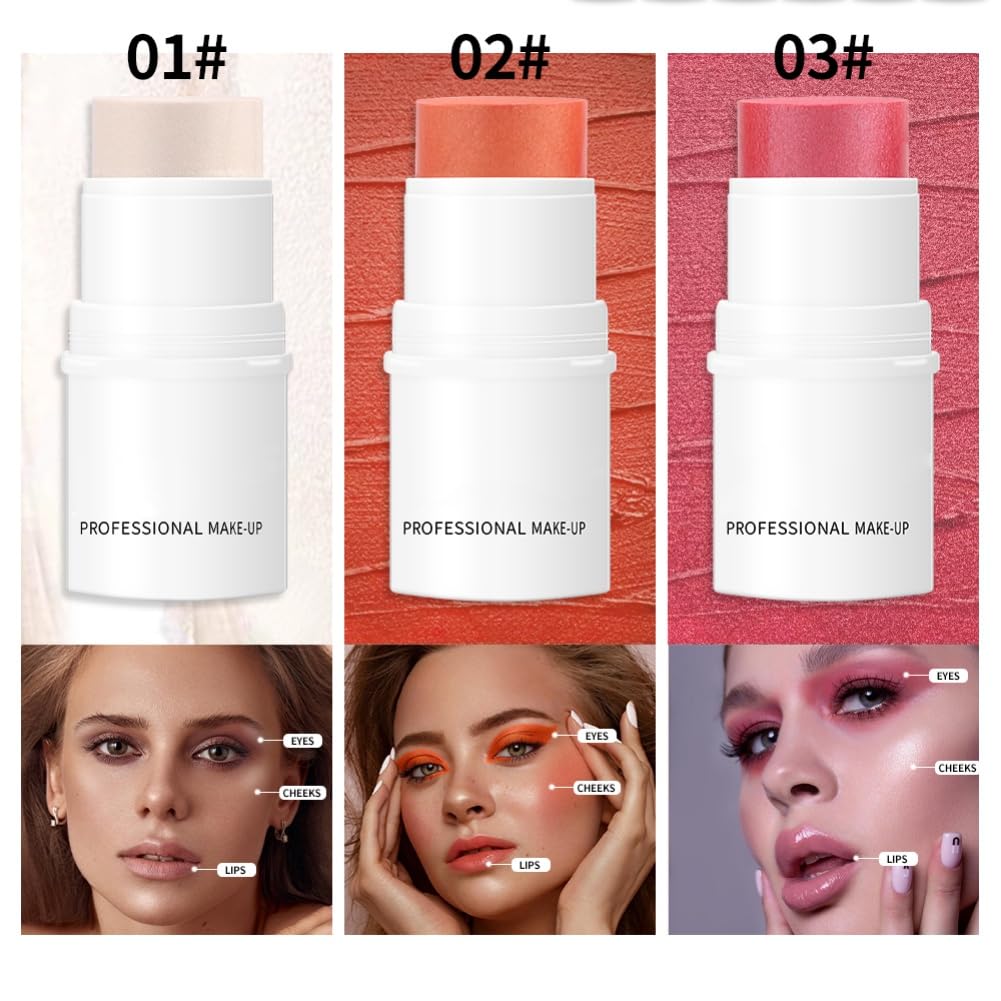 Long-Lasting Waterproof Cream Cheek Highlighter Pencil Stick for Face - Pearly White - Image 3