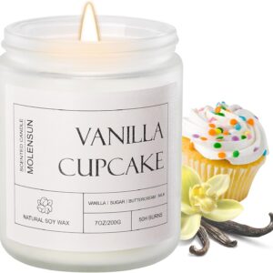 Vanilla Cupcake Scented Candle, Mother's Day Gifts, Aromatherapy Jar Candles, 7 oz Long Lasting Candles, Soy Wax Candle Gift for Women