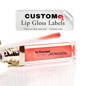 100pcs Custom Lip Gloss Labels,Custom Cosmetic Stickers,Lip Balm Clear Label,Makeup Labels,Various Sizes,Waterproof Beauty Stickers for Cosmetic Packaging-(Tube not Included) (1.65x5cm / 0.65x2inch)