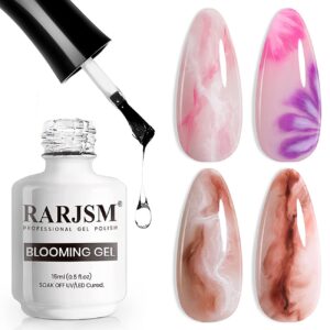 RARJSM Blooming Gel Nail Polish,Clear Blooming GelPolish 15ML UV LED Soak Off Nail Art Polish Blossom Gel for Spreading Effect Graffiti Marble Flower Watercolor Magical DIY Manicure Design