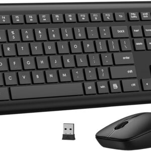 Wireless Keyboard and Mouse Combo, Full Size Silent Ergonomic Keyboard and Mouse, Long Battery Life, Optical Mouse, 2.4G Lag-Free Cordless Mice Keyboard for Computer, Mac, Laptop, PC, Windows