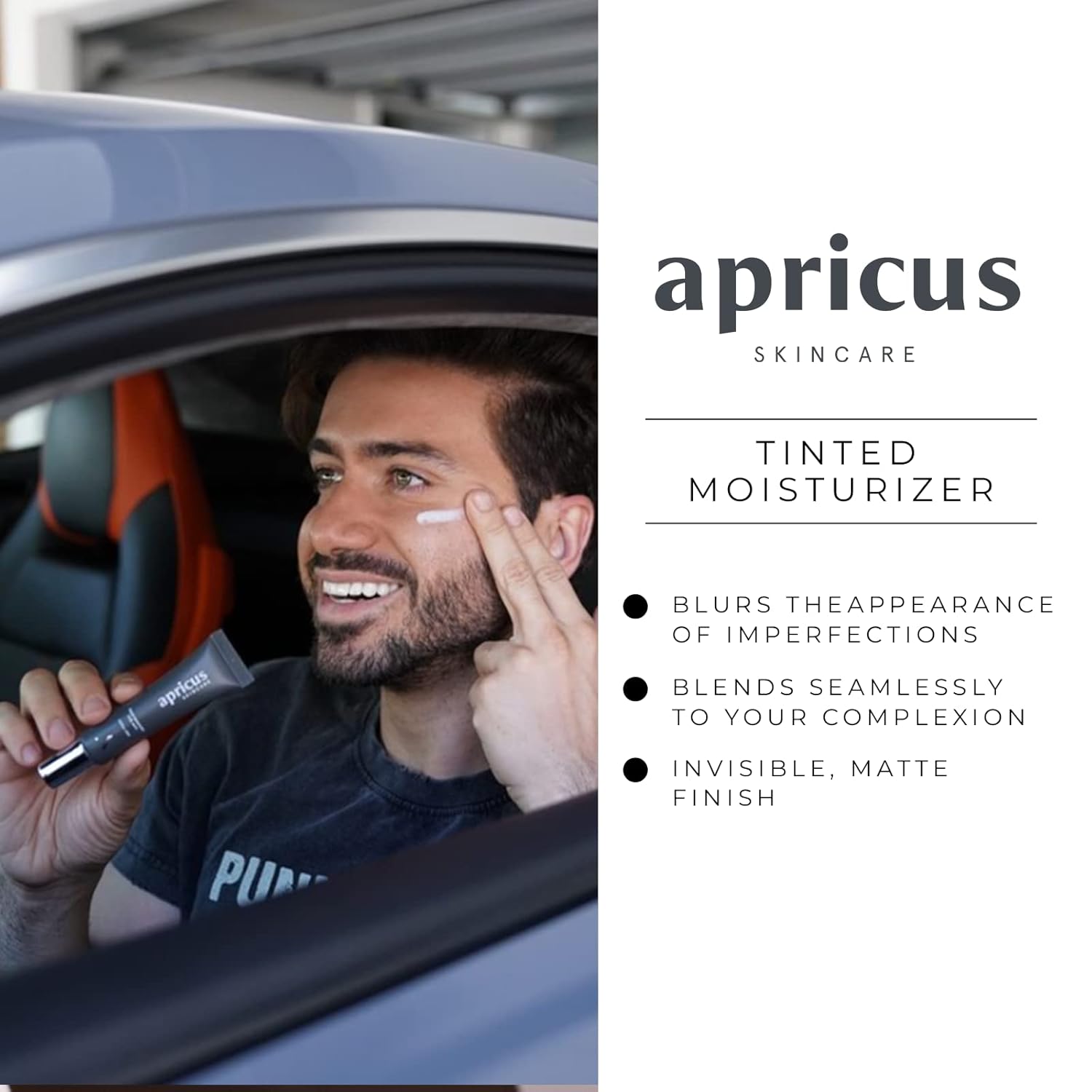Tinted Moisturizer for Men by Apricus Skincare | Face Moisturizer Anti Aging and Anti-Redness | Dark Spot Concealer Cream and Redness Corrector | Matte Acne Face Moisturizer, 0.67 Oz, (Light) - Image 4