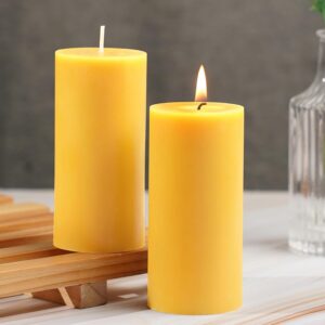 Beeswax Pillar Candles Set of 2,70 Hours Long Burning,100% Natural Beeswax Candles for Emergency,Pure Bees Wax for Home, Beeswax Candles Bulk for Relax, Smokeless & Dripless