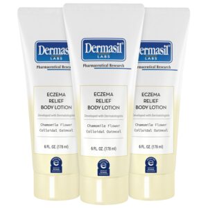 Dermasil Eczema Relief Body Lotion, 3-Pack – Non-Greasy, Fast-Absorbing, Fragrance-Free Formula with Colloidal Oatmeal and Chamomile, Cruelty-Free, 6 Oz Ea