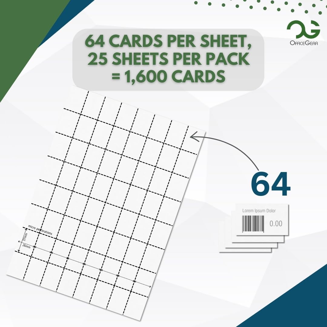 Printable A4 Card Micro Perforated Non-Adhesive Shelf Edge Barcode Price Ticket Labels 1600 Pack 37x26mm - Image 3