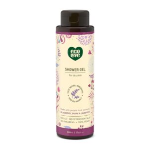 ecoLove - Natural Moisturizing Body Wash for Dry Skin - Organic Blueberry, Grape & Lavender - No SLS or Parabens - Vegan and Cruelty-Free Shower Gel, 17.6 oz