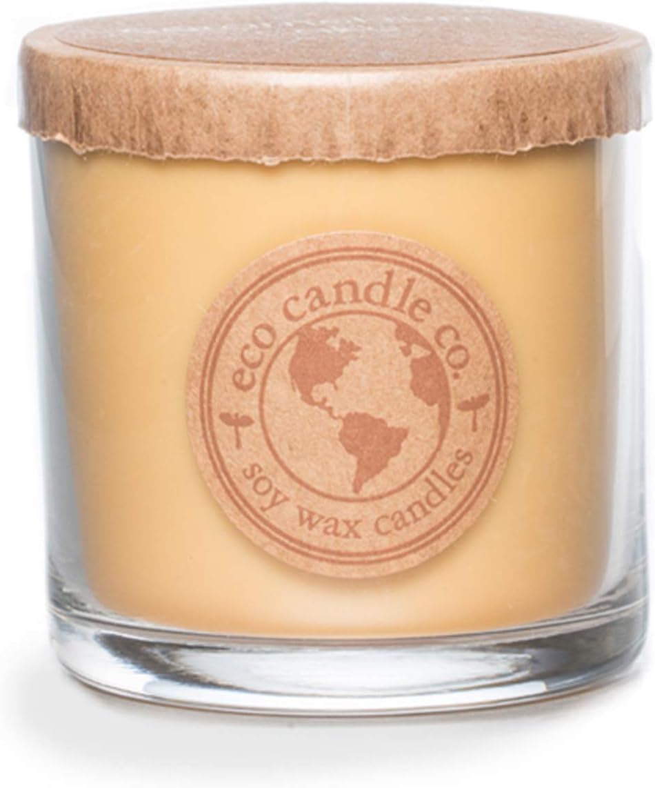 Eco Candle Co. Recycled Candle, Caramel Rum Cake, 6 oz. - Scents of Caramel, Rum, Maple, Almond, Pear, & Vanilla - 100% Soy Wax, No Lead, Kraft Paper Label & Lid, Hand Poured, Midwest Grown Soybeans