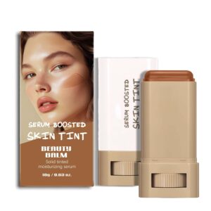 Foundation Stick Beauty Balm Serum Boosted Skin Tint, Solid Tinted Moisturizing Serum Contour Stick Foundation Face Stick for Women, Natural Finish Makeup