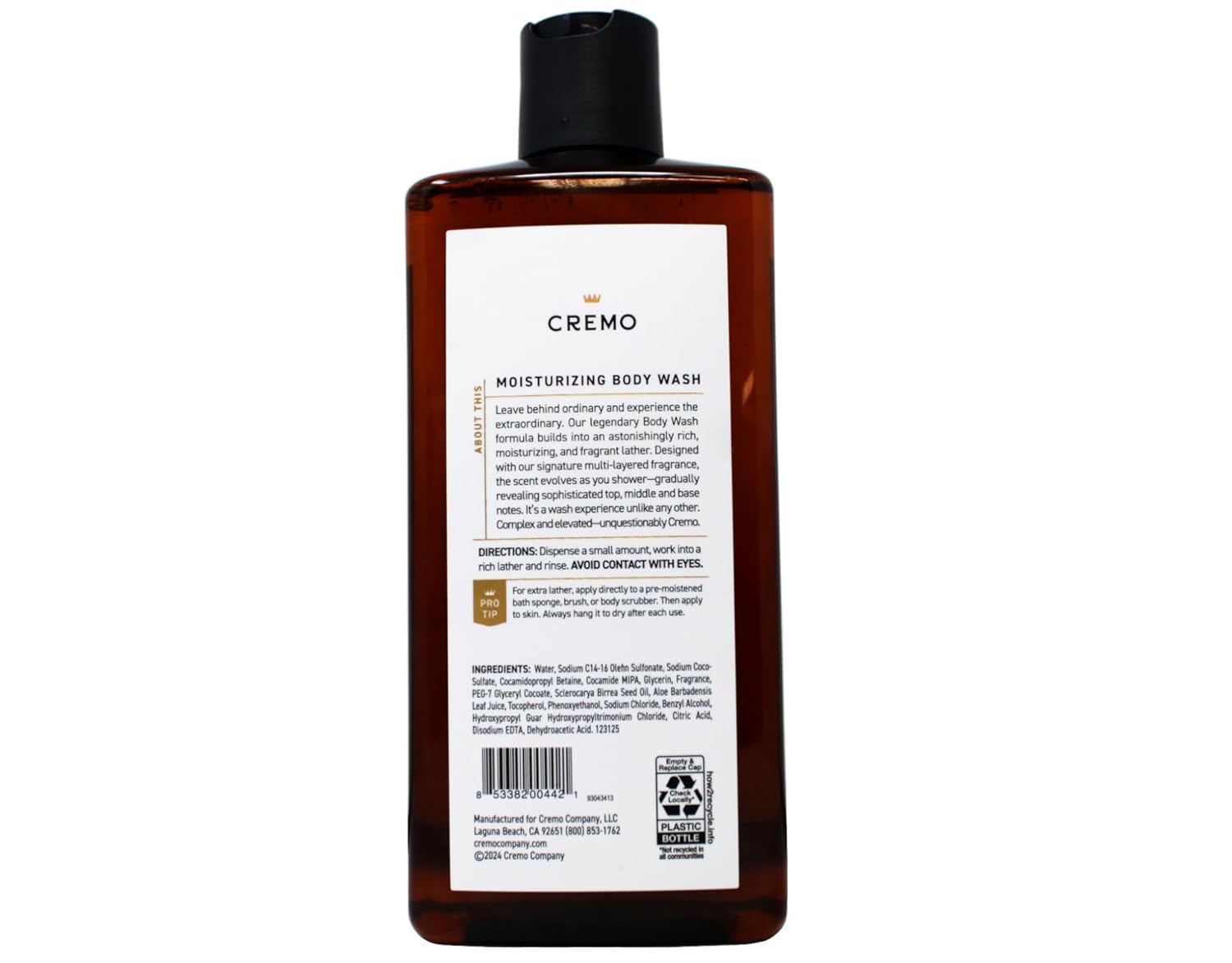 Cremo All Season Body Wash, Bourbon & Oak, 16 Ounce (Pack of 3) - Image 3