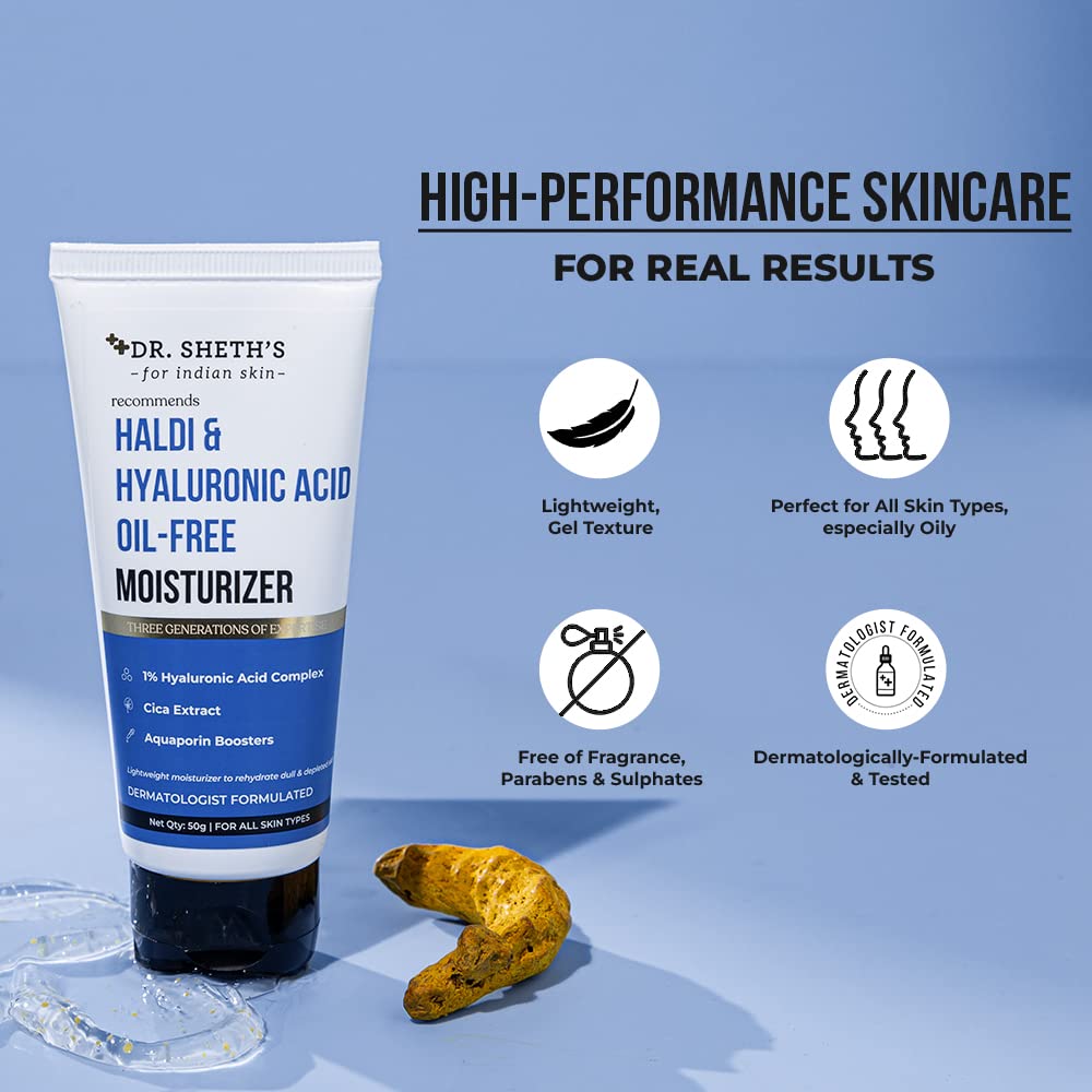 Dr. Sheth's Oil-Free Moisturizer with Hyaluronic Acid & Turmeric | Rehydrates Dull Skin, Enhances Texture, Softens & Calms | Lightweight, Non-Greasy | 1.76 Oz (50g) - Image 5