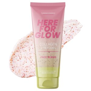 Collagen Facial Scrub - Dermatologist Tested, Anti-Aging, Hydrates & Improves Firmness, Korean Skin Care, 95% Natural, Clean Beauty, Non - GMO, Cruelty - Free - 1 Pack