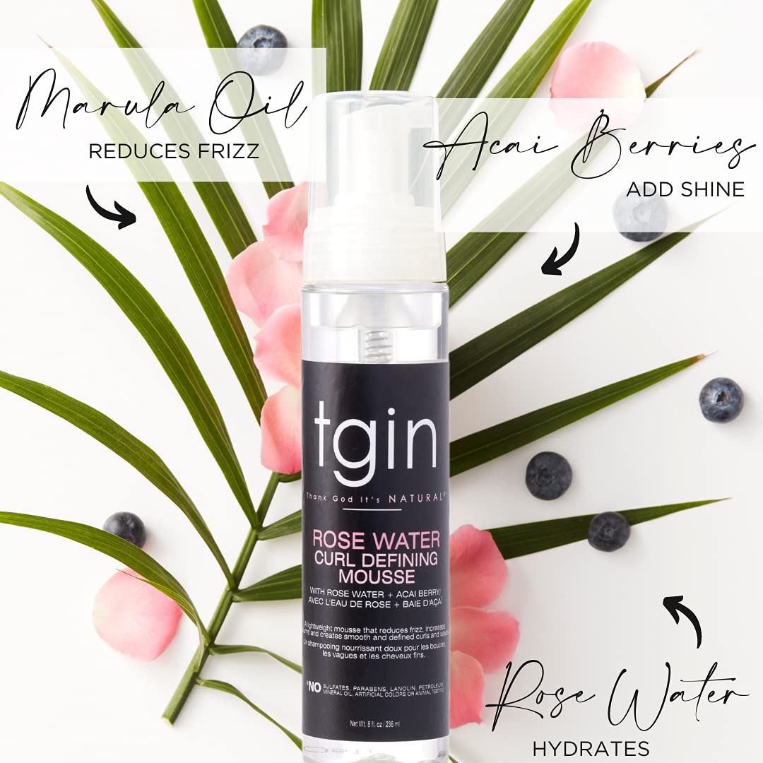 tgin The Styling Package: Rose Water Leave In Conditioner, Defining Gel and Mousse - Gift Set - Curls - Color safe - Wavy - Detangle - Low Porosity Hair - Fine Hair - Styling Products - Image 3