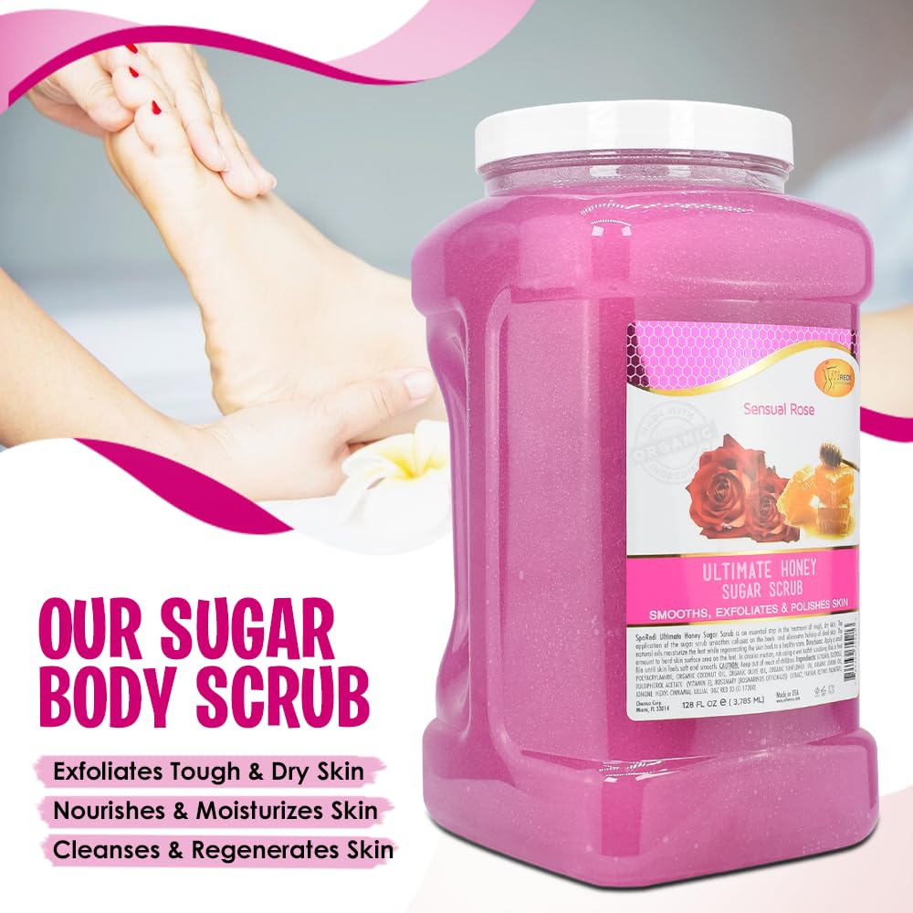 SPA REDI Sensual Rose Sugar Body Scrub 128 Oz Exfoliating Moisturizing Polish - Image 7