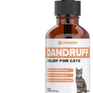 Cat Dandruff Treatment | Naturally Supports a Health Skin & Coat Health | Omega 3 for Cats | Cat Itchy Skin Relief | Allergy Relief for Cats | 1 fl oz