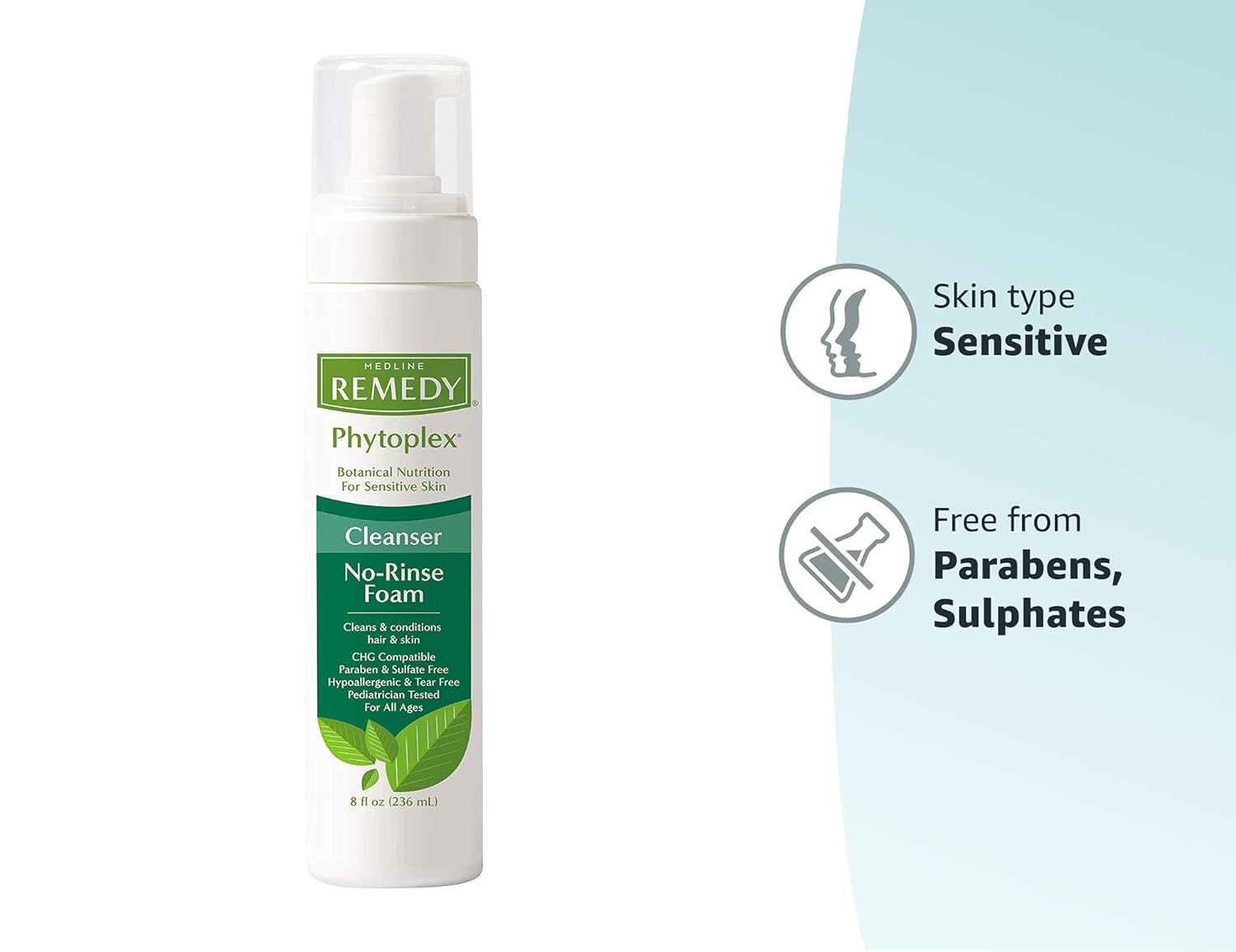 Medline Remedy Phytoplex Hydrating Cleansing Foam, No-Rinse Body Wash and Shampoo, Paraben and Sulfate-Free, 8 fl oz (Pack of 2) - Image 9