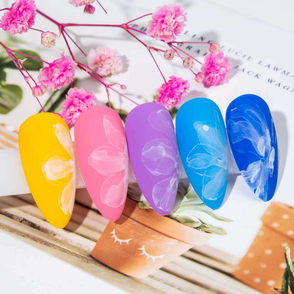 White Blooming Ink Nail Polish Marble Watercolor Ink Nail Painting Nail Blossom Flower Nail Art Design Manicure DIY Nail Design At Home 10ML(0.33FL OZ) - Image 7