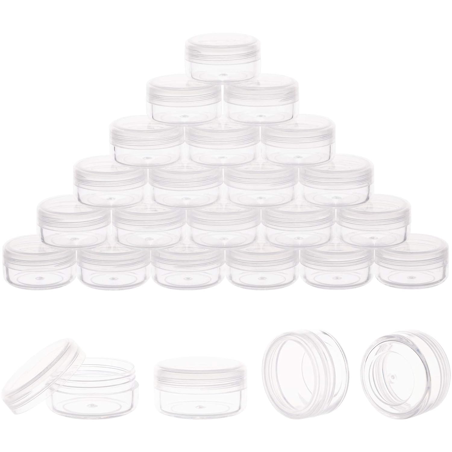 Tiny Cosmetic Containers, 3 Gram 50Pcs Sample Containers with Lids, BPA Free Clear Sample Jars for Makeup, Lotion, Eye Shadow, Powder, and Lip Balm
