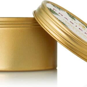 Thymes Travel Tin Holiday Candles - Scented Candles for Home Decor - Winter Scents - Christmas Gifts - Luxury Home Fragrance Gifts for Women & Men - Gold (Frasier Fir, 2.5 oz)