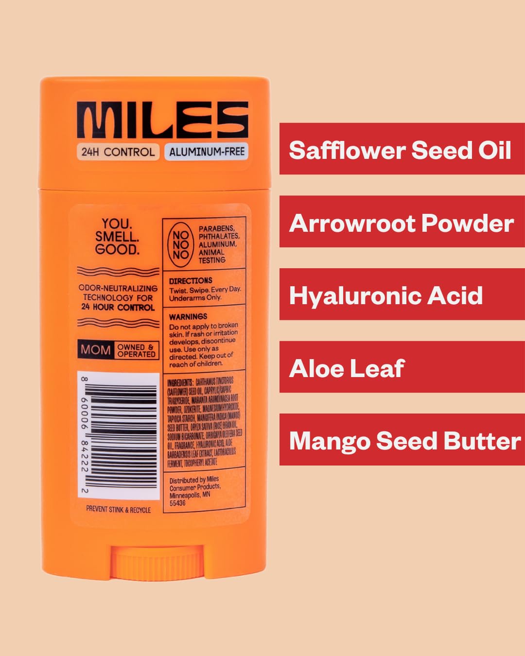 Miles Kids Aluminum Free Natural Deodorant for Boys & Girls, Rugged Scent, 2.5 oz Hypoallergenic - Image 3