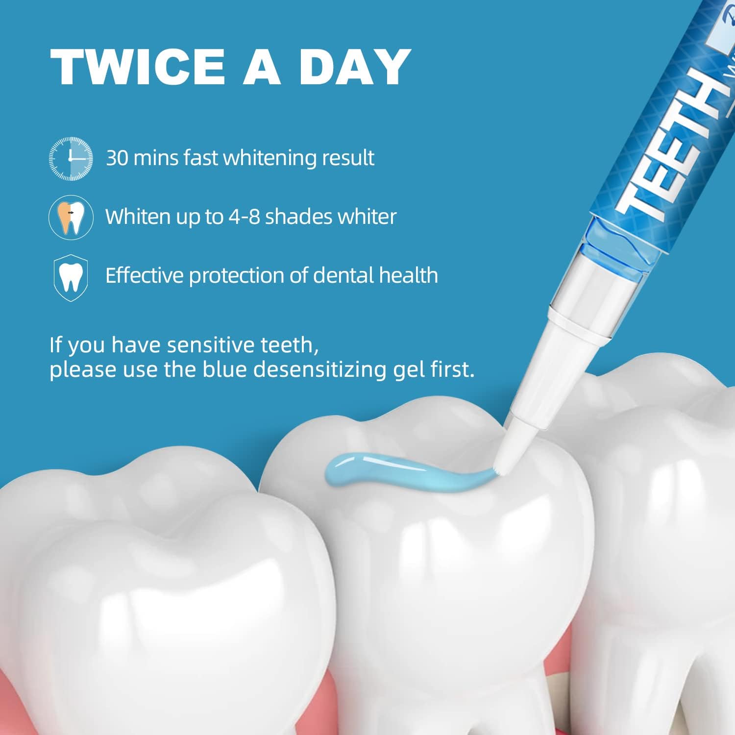Teeth Whitening Pen 4+1(5 Pack), 70+ Treatments, Use Twice a Day Up to 1-6 Shade Whiter in 1-2 Weeks, 4 Whitening Pens plus 1 Desensitizing Pen, Effective, Painless and Enamel Safe Teeth Whitening Gel - Image 3