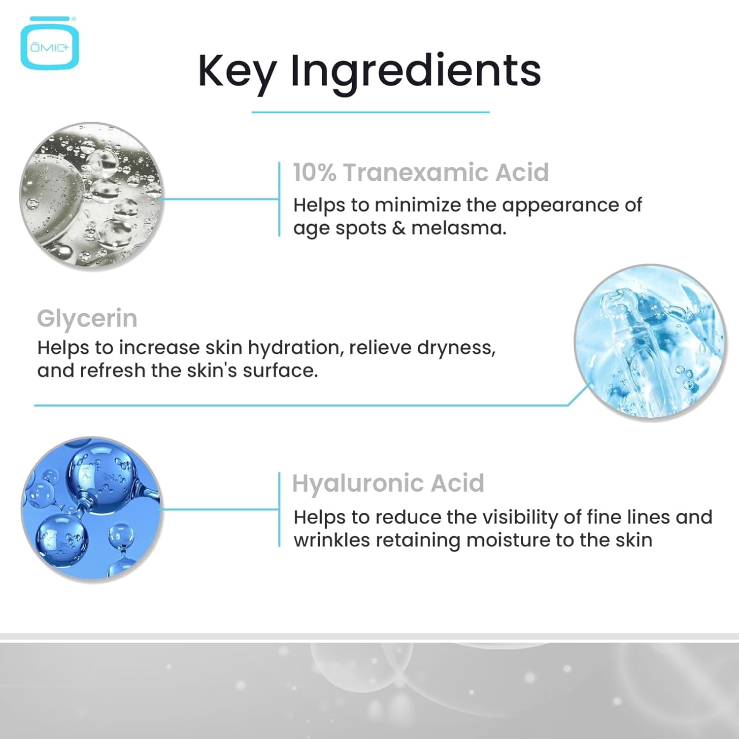 OMIC 10% Tranexamic Acid Brightening Face Serum 1 fl oz Natural Formula for Brown Spots - Image 2