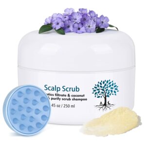 Scalp Scrub with Scalp Scrubber, Dry itchy Scalp & Dandruff Treatment, Scalp Exfoliator, Deep Cleans, Gentle Formula , 8.45 oz