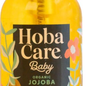 HobaCare Organic Jojoba Baby Oil with Pump Dispenser – 100% Pure Natural Unrefined Unscented Hexane Free Cold Pressed Jojoba Oil for Baby Hair, Infant Skin, Scalp Moisturizing (8.45 oz)