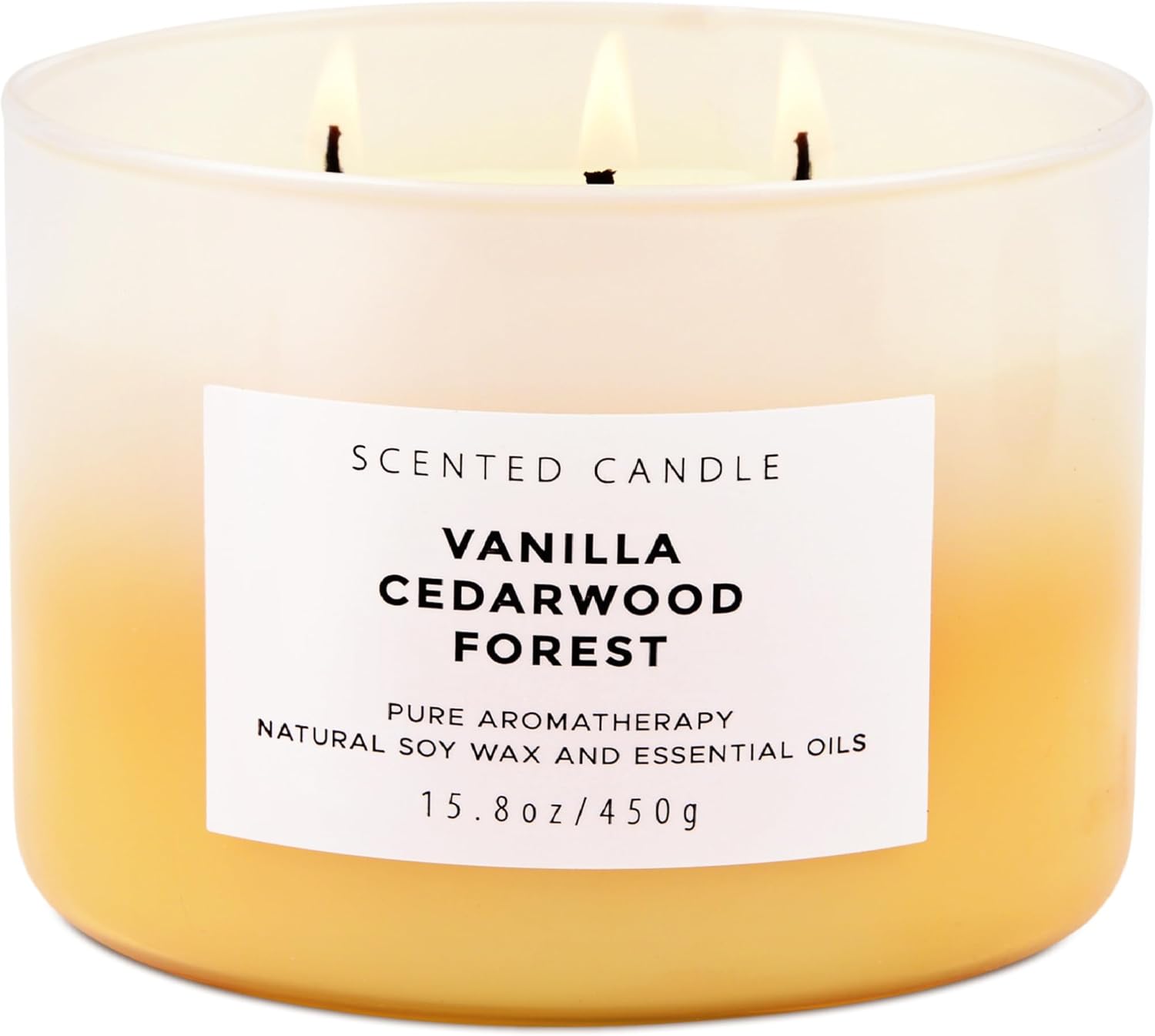 Vanilla Cedarwood Forest 3 Wick Scented Candle | Large Soy Candles for Stress Relief 15.8 oz | Relaxing Aromatherapy Candle for Men & Women | Fresh Cozy Scent Long Lasting Candles for Home Clean Burn