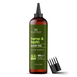 Botanic Hearth Hemp & Biotin Hair Oil (6.7 fl oz) | Nourishing and Strengthening Hair Treatment for Thicker, Healthier-Looking Hair | Paraben Free | Suitable for All Hair Types
