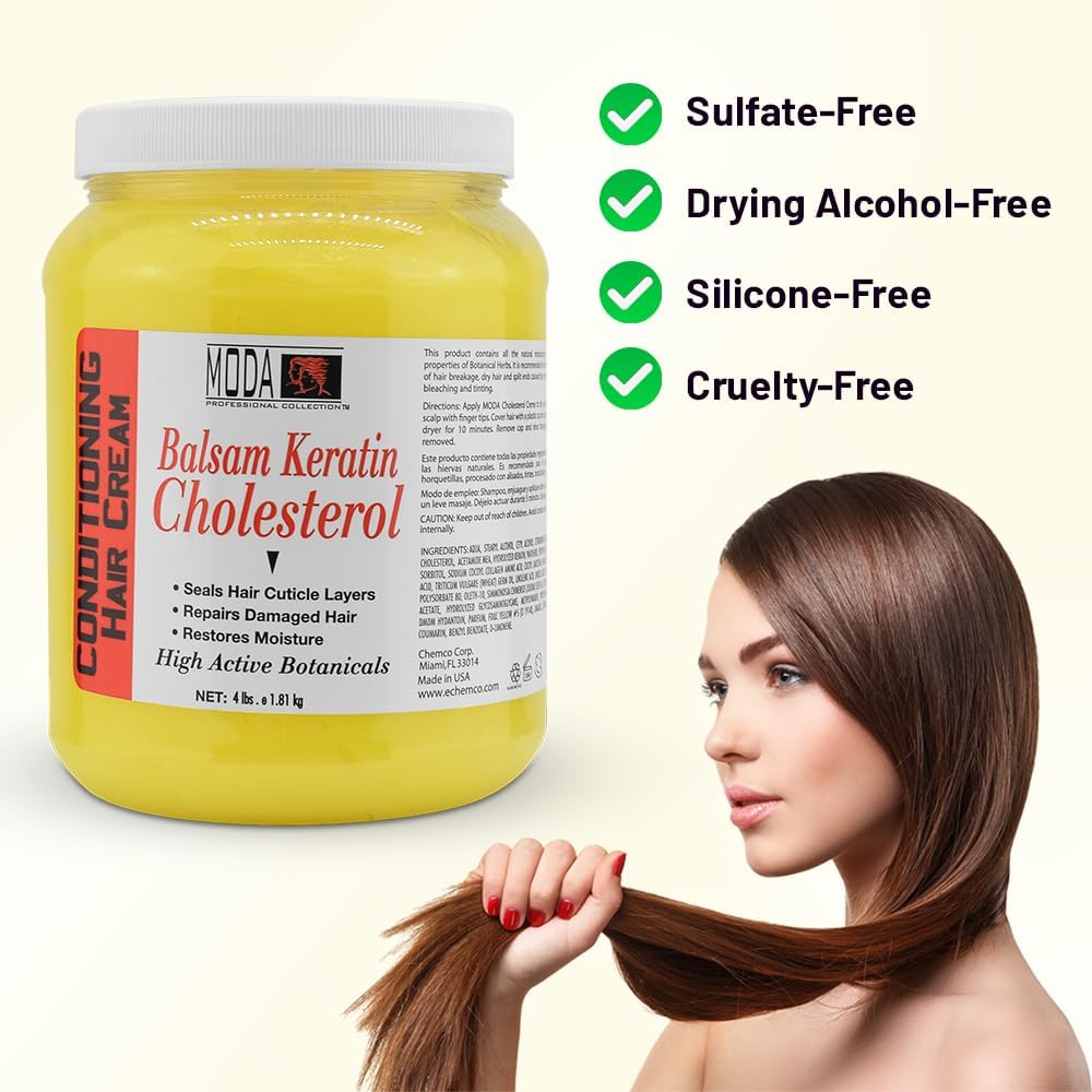 MODA - Cholesterol Deep Conditioning Hair Cream with Keratin, Panthenol, Collagen Amino Acids, Jojoba Oil, and Vitamin E โ 64 Oz - Image 3