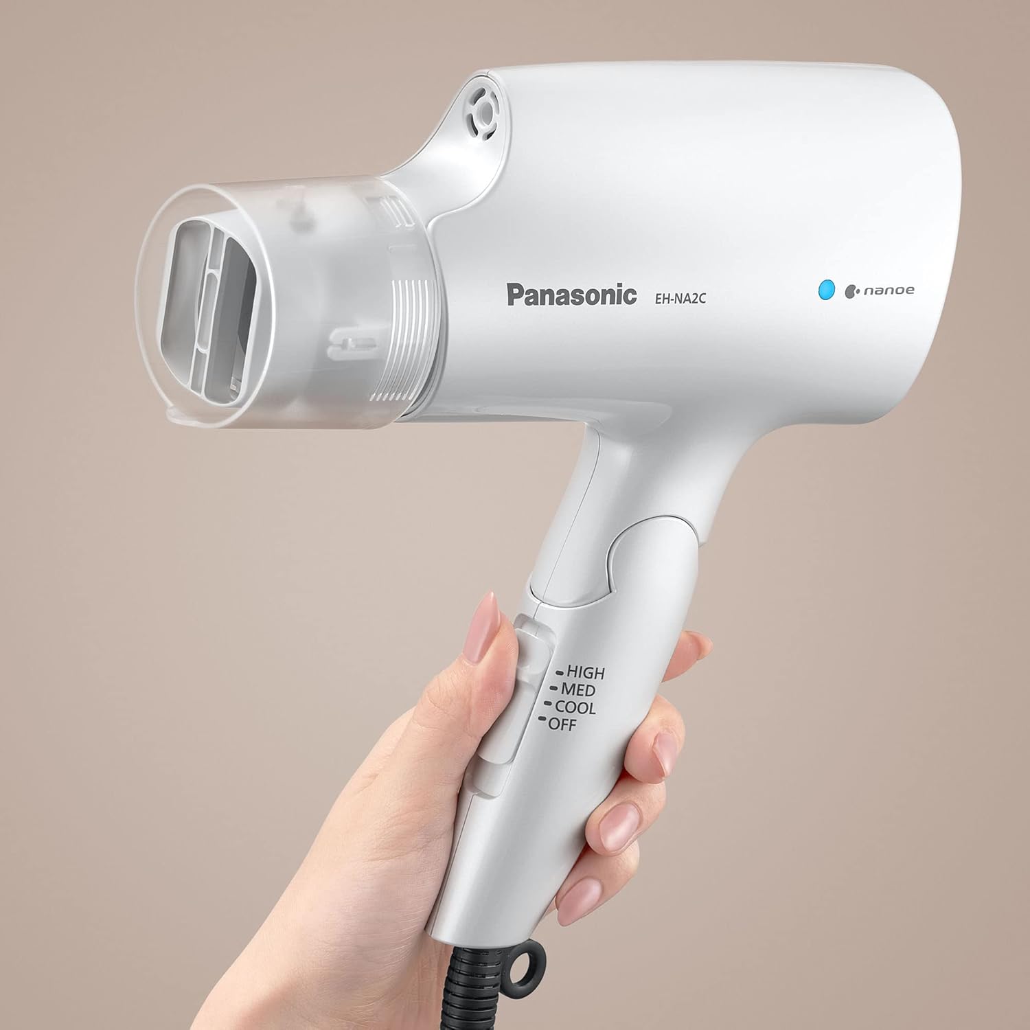 Panasonic nanoe Compact Hair Dryer with Oscillating Quick Dry Nozzle for Healthier-Looking Hair, Folding Blow Dryer for Travel and Home, 3 Airflow Settings - EH-NA2C-W (White) - Image 9