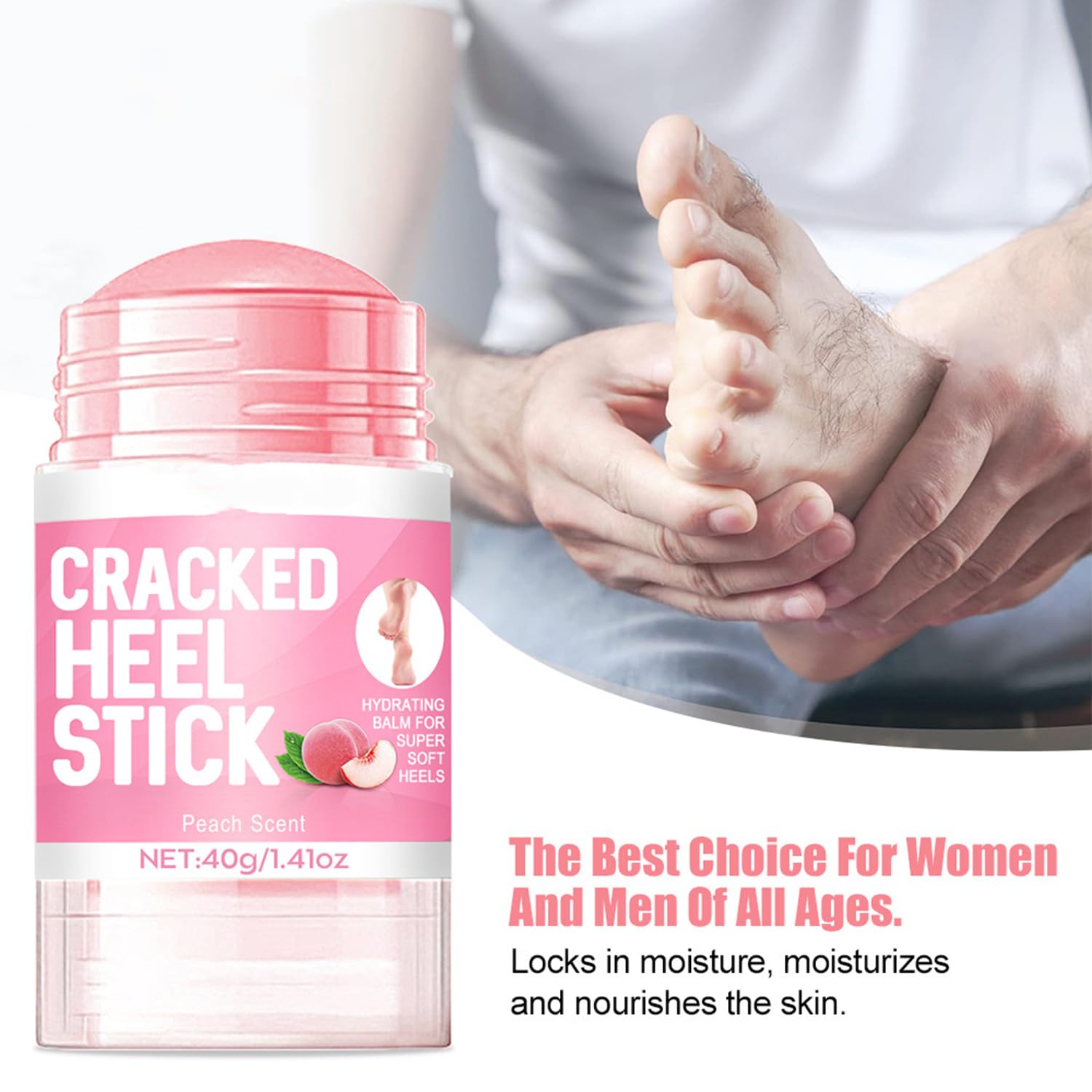 Peach Scented Foot Cream Balm Stick for Dry Cracked Skin - 1.41oz - Image 4