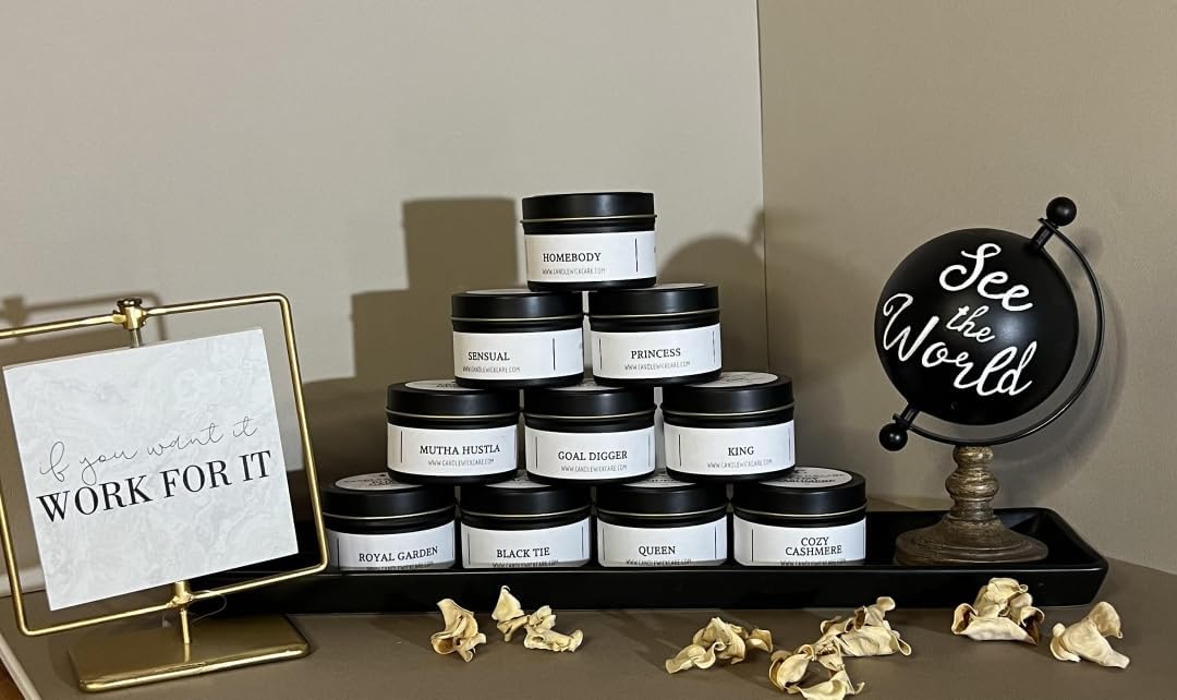 Black Tie 4oz Aromatherapy Candle Non-Toxic Coconut Soy Wax Blend in Glass Jar - Image 2