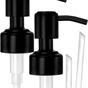 JASAI Durable 304 Stainless Steel Soap Dispenser Pump, Rustproof Black Satin Soap Dispenser Pump Replacement for Regular Mouth(2 Pack)