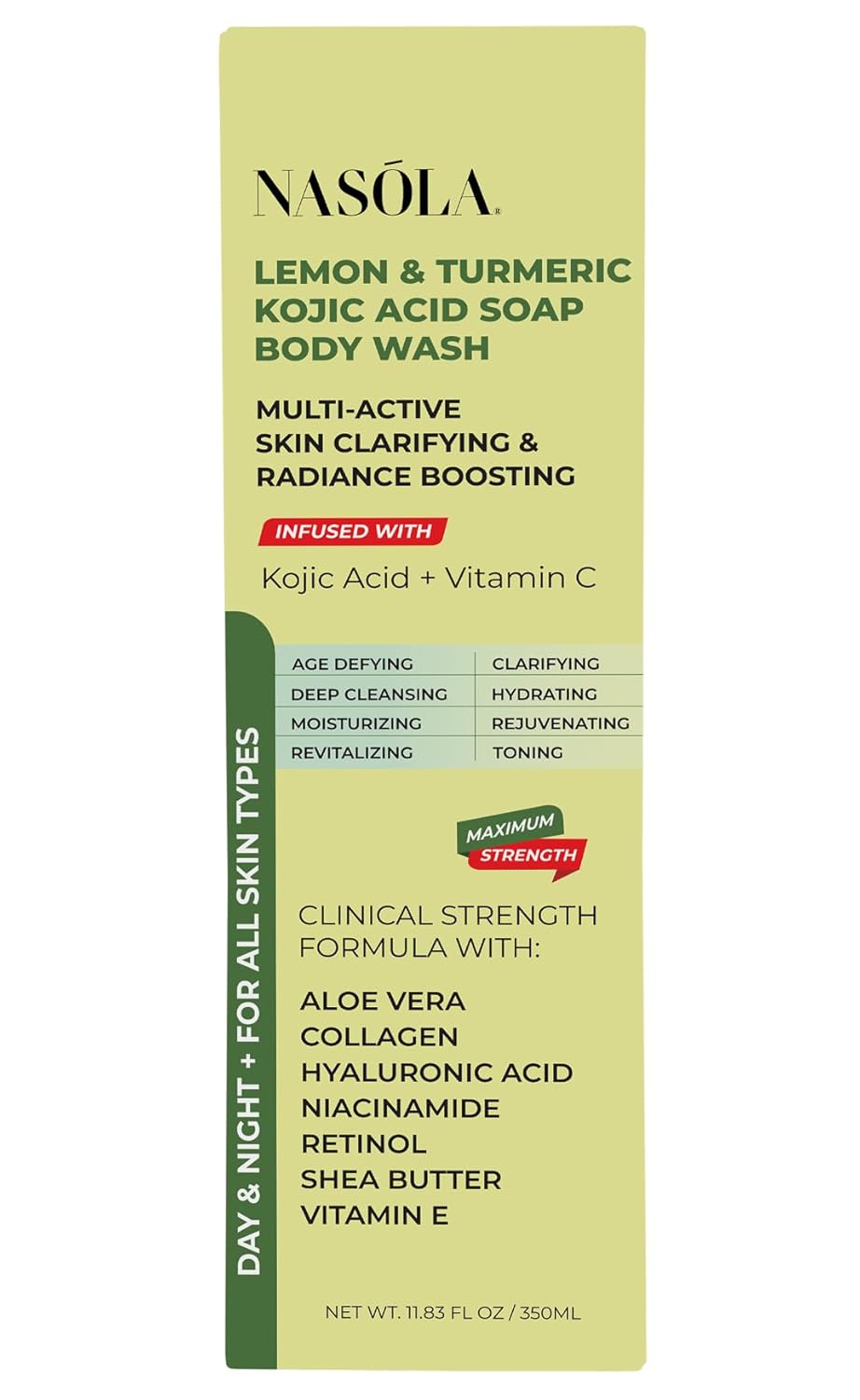Lemon Turmeric Kojic Acid Soap Body Wash - Natural Gentle Face & Skin Cleanser with Vitamin C, Shea Butter, Collagen, Niacinamide, Hyaluronic Acid, and Aloe Vera - 11.83 Fl Oz - Image 7