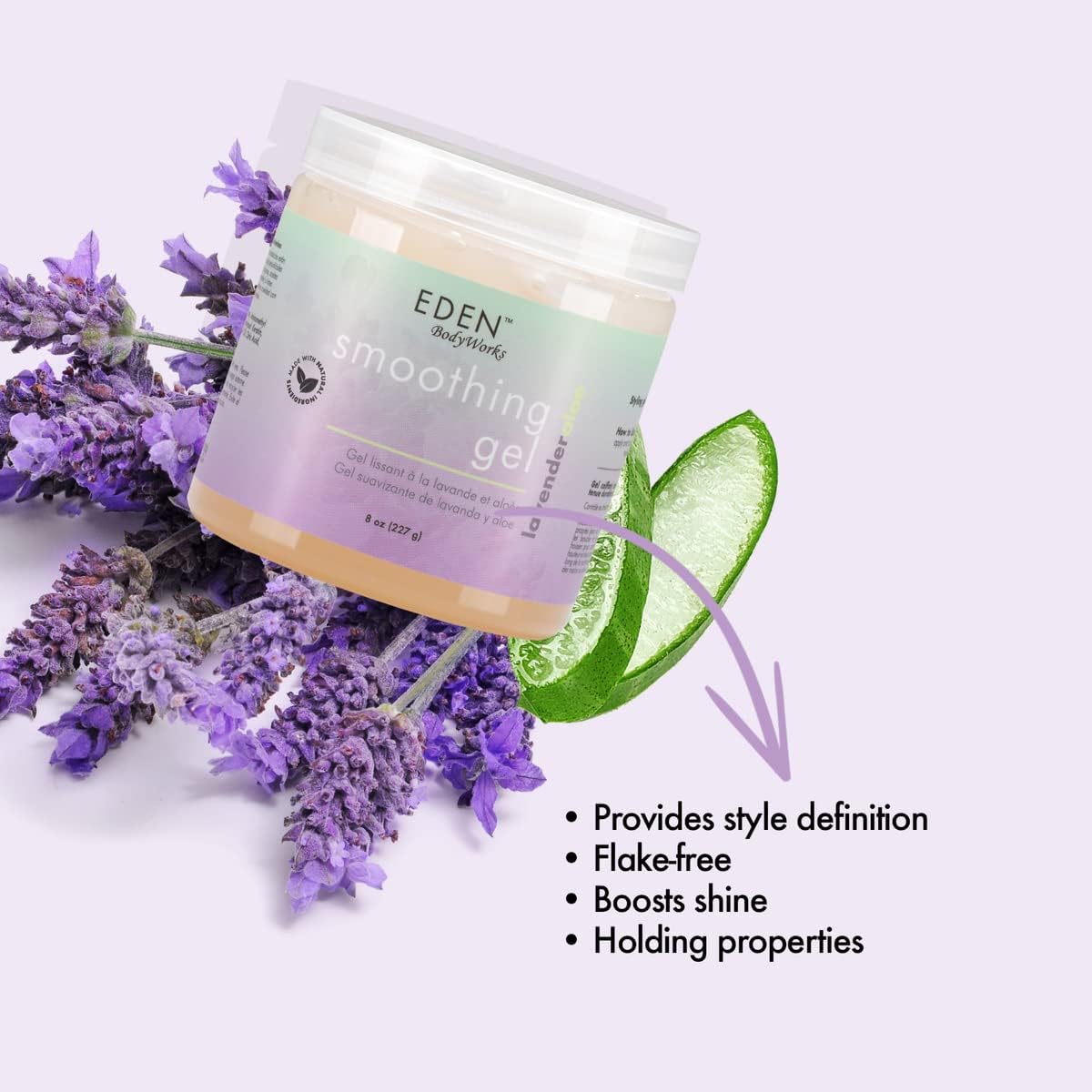 EDEN BodyWorks Lavender Aloe Smoothing Hair Gel (8 oz) - Enhances Curly or Natural Hair Look – Smooth Frizz & Tame Flyaways - Image 3