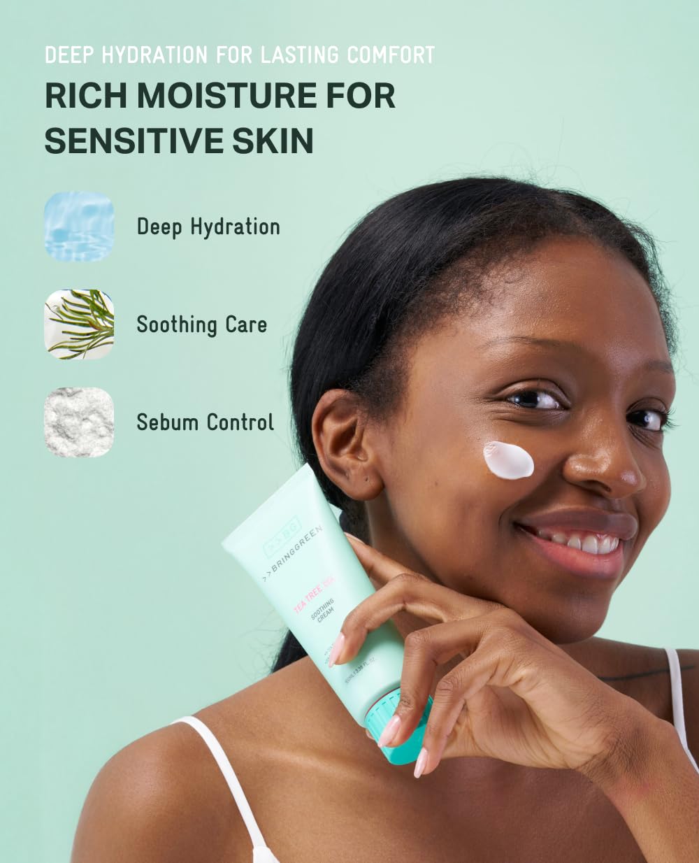 BRING GREEN Tea Tree Cica Soothing Cream Plus 100ml Moisturizer for Skin and Pore Care - Image 7