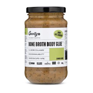 Gevity Rx Bone Broth Body Glue™- Bone Broth - Concentrate - 10x more collagen* - Sip, Cook, Create - 100% Grass Fed Beef (13.75 Ounce, Lemon & Herb)