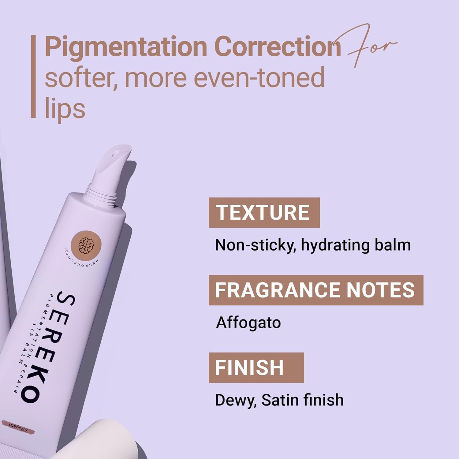 Sereko Pigmentation Repair Lip Balm for Dark Lips With Kojic Acid, Vitamin C & Mango Seed Butter | 24H Hydration, Lock Moisture | For Women & Men | Affogato - 8gm 0.27fl oz - Image 4