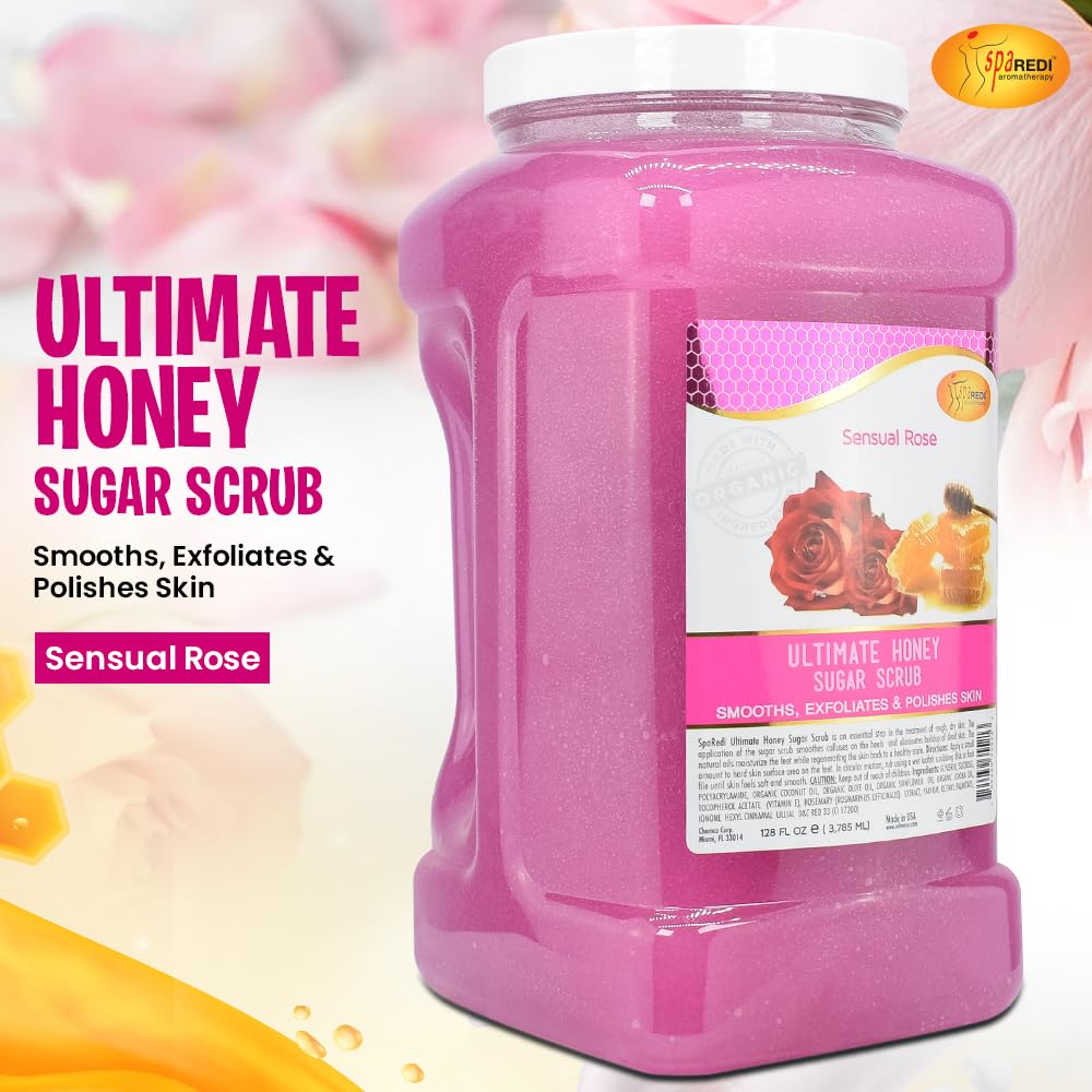 SPA REDI Sensual Rose Sugar Body Scrub 128 Oz Exfoliating Moisturizing Polish - Image 2