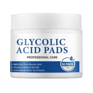 Glycolic Acid 20% Resurfacing Pads for Face and Body – Exfoliating Peel Pads with Vitamins B5, C, E, Green Tea, Calendula, Allantoin – Reduces Fine Lines and Wrinkles – 50 Count