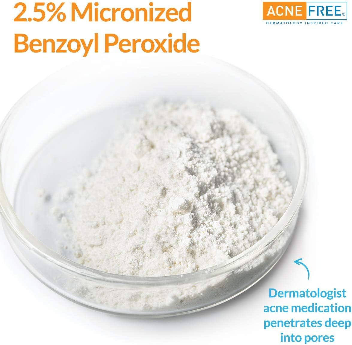 AcneFree Oil-Free Cleanser 8 Fl Oz Benzoyl Peroxide 2.5% Glycolic Acid for Breakout Treatment Unscented - Image 5