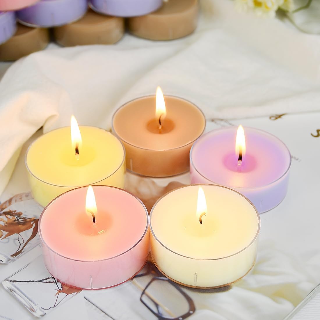 Scented Tea Light Candle 6 Pack, 8 Hour Extended Burn Time, 100% Natural Soy Wax NoSmokeless Tea Warmer Candles Tealight Candles for Decor Holidays, Room Ambiance, Aromatherapy Relaxing (Lemon) - Image 7