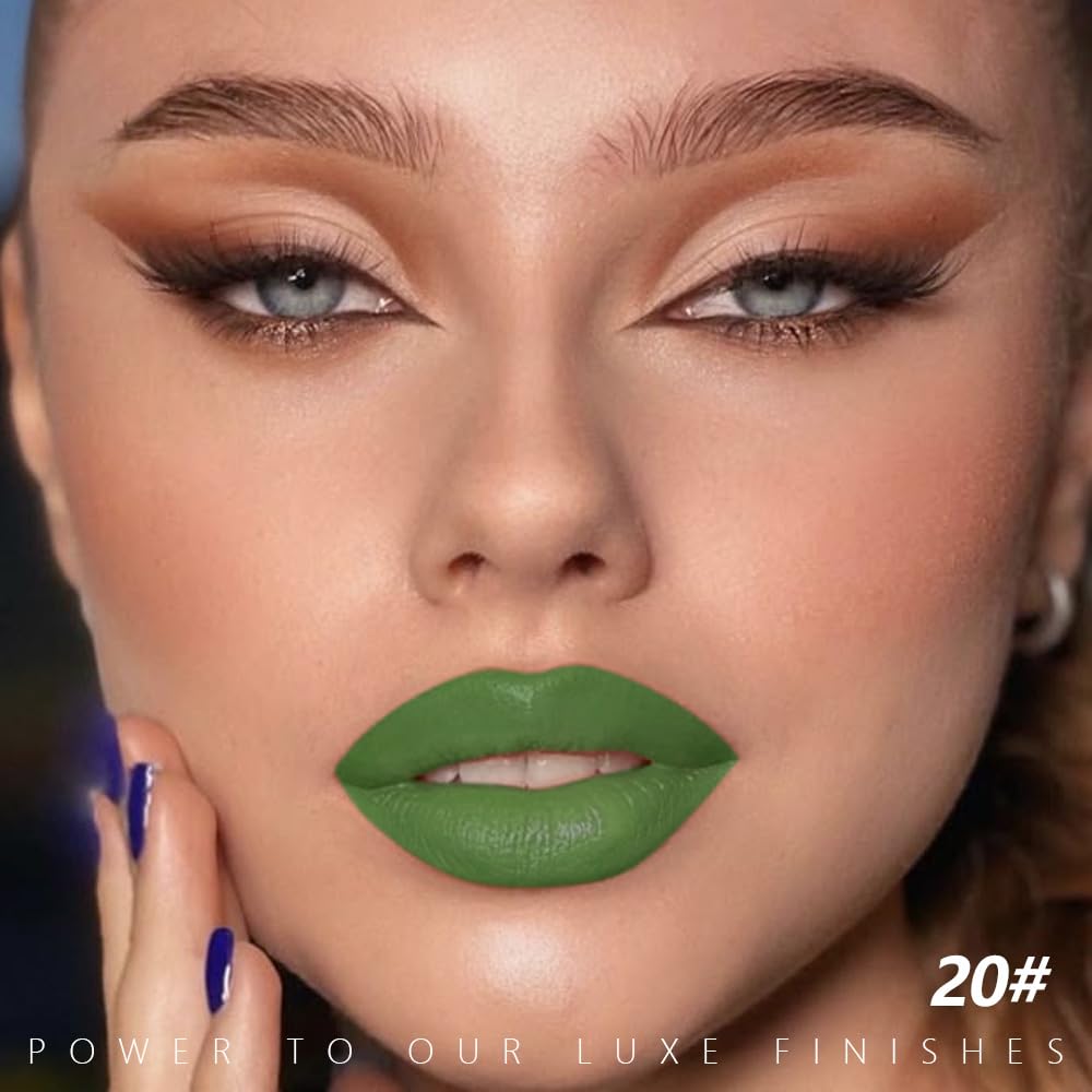 Medium Sea Green Matte Lipstick - Pigmented Lip Crayon & Face Paint Stick for Women Everyday Halloween Birthday Party Wear, Younger-Looking Lip Makeup, Labial para fiesta de disfraces 20 - Image 2
