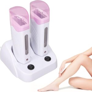 Double Depilatory Heater, Wax Warmer Machine, Portable Wax Warmer Machine for Leg Armpit with Heater Base